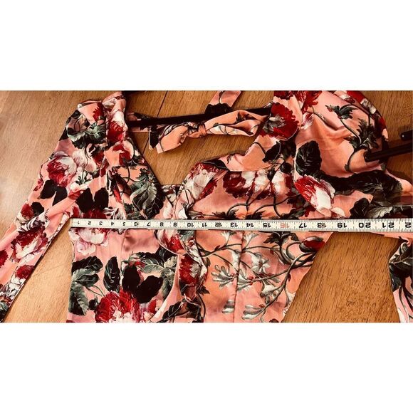 Milk & Honey Floral Long Sleeve Crop Top Tie Back SZ L - Picture 5 of 9